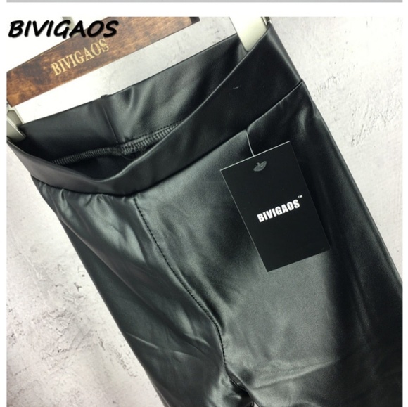 High Waisted Foux Leather Soft Skinny Leggings - Picture 3 of 8